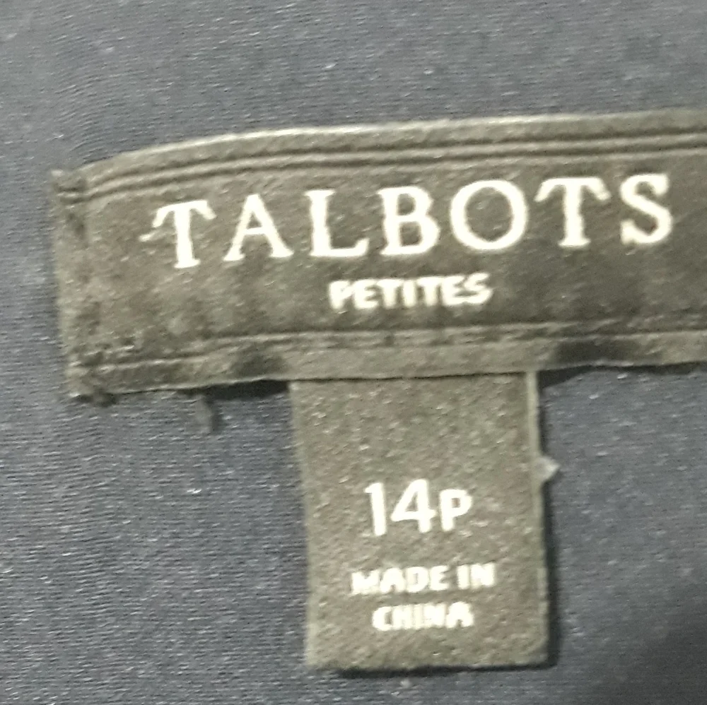 Talbots Dress Cotton Lined Floral Blue Back Zipper Short Sleeve Size 14